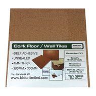 16 X NATURAL CORK TILES (SELF ADHESIVE) FOR FLOOR/WALL/DIY 300x300mm (4mm thick)
