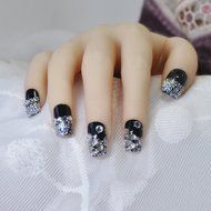 EVTECH(TM) 24 Pcs Nail Decals Floral Bowknot Pearl Diamond Rhinestone Crystal French Artificial Half False Nails... N13