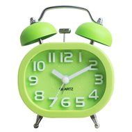 HENSE Creative Colorful Design Non-ticking Mute Silent Quartz Movement Twin Bell Alarm Clock With Nightlight HA16... N2