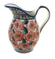 Polish Pottery Peach Floral Pitcher