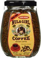 100% Hula Girl Instant Kona Coffee Freeze Dried Jar with Handle 1.4 oz (40g) N4