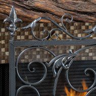 Darcie Black Brushed Silver Finish Wrought Iron Fireplace Screen N3