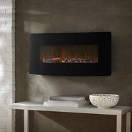 Muskoka MHC35BL Pleasant Hearth Curved Wall Mount Fireplace, Black Glass, 35" N4
