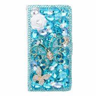 Spritech(TM) PU Leather Bling Phone Case For Iphone 7 4.7inch,Handmade Blue Crystal Flower Accessary Design Cellphone... N3
