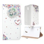 Spritech(TM) PU Leather Bling Phone Case For Iphone 7 4.7inch,Handmade Blue Crystal Flower Accessary Design Cellphone... N5