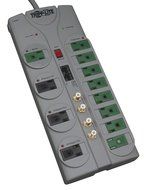 Tripp Lite 8 Outlet Eco-Surge Protector Power Strip Tel/Modem/Coax/Ethernet 8ft Cord Right Angle Plug (AV88SATG)