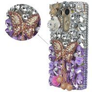 LG G Stylo Case, LG G Stylo Bling Case-Spritech(TM) 3D Handmade Colorful Diamond Bling with Butterfly Flower Decoration... N34