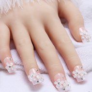 EVTECH(TM) 24 Pcs Nail Decals Floral Bowknot Pearl Diamond Rhinestone Crystal French Artificial Half False Nails... N14