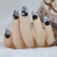 EVTECH(TM) 24 Pcs Nail Decals Floral Bowknot Pearl Diamond Rhinestone Crystal French Artificial Half False Nails... N15