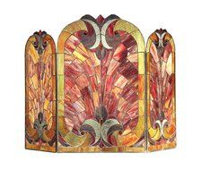 Chloe Lighting Tiffany Style 3 Piece Folding Victorian Fireplace Screen, 39.5 by 30.5&quot;, Multicolor N2