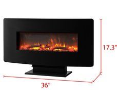 Muskoka MHC35BL Pleasant Hearth Curved Wall Mount Fireplace, Black Glass, 35" N5