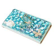 Spritech(TM) PU Leather Bling Phone Case For Iphone 7 4.7inch,Handmade Blue Crystal Flower Accessary Design Cellphone... N6
