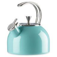 Durable Steel Construction 80oz./2.5qt.Tea Kettle in Turquoise