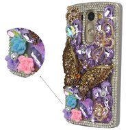 LG G Stylo Case, LG G Stylo Bling Case-Spritech(TM) 3D Handmade Colorful Diamond Bling with Butterfly Flower Decoration... N44