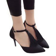 Spritech(TM) Women Girl Summer Tassels Decorated Strap High Heel Stiletto Pumps Shoes Camel 39