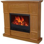 Decor Flame Electric Fireplace with 1250 Watts Heater and Realistic Flame, includes 44" Floormat, Black