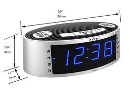 iTOMA Alarm Clock Radio with Digital AM FM, Dual Alarm with Snooze and Sleep Timer, Dimmer Control, Auto Time...