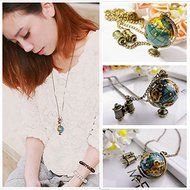 Jewelry Long Charm Globe Telescope Celebrity Bronze Pendant Necklace Chain gift