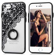 iPhone 7 Case (4.7 inch) - 360 Degree Rotating Ring Holder Kickstand Shockproof Soft TPU Skin Bumper Frame + PC... N38