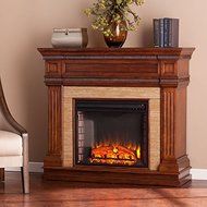 Upton Home Bowen Oak Saddle Stone Look Electric Fireplace N2