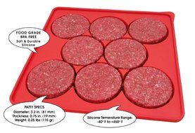 SiliCo Burger Press|8 In 1 Circular Compartments for Patties, Cookies, Hash Browns, Cutlets &amp; More|Red N2