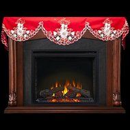 19&quot; X 90&quot; Wide Christmas Embroidered White Candle on Red Fireplace Mantle Scarf N2