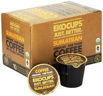 EKOCUPS Artisan Organic&nbsp;Sumatran Coffee, Dark roast, in Recyclable Single Serve Cups for Keurig K-cup Brewers,... N9