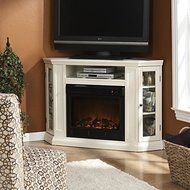 Belvedere Ivory Modern Media Console Fireplace N2