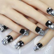 EVTECH(TM) 24 Pcs Nail Decals Floral Bowknot Pearl Diamond Rhinestone Crystal French Artificial Half False Nails... N20