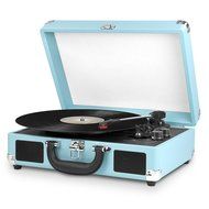 Innovative Technology Nostalgic 3-Speed Vintage Suitcase Turntable, Turquoise N2