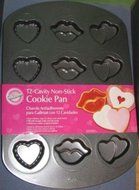 Wilton 12-Cavity Non-Stick Cookie Pan Heart Lips Double Hearts Wedding Valentines Day