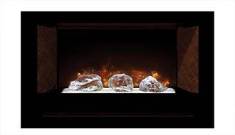 Modern Flames Home Fire Series Electric Fireplace with Log Set and Red Herringbone Side Panels, 42-Inch