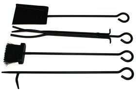 Lizh Metalwork Wrought Iron Log Rack with Fireplace Tools,Black