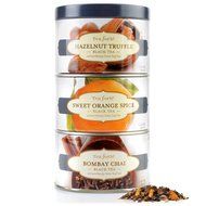 Tea Forte LOOSE LEAF TEA TRIO, 3 Small Tea Tins, Black Tea Sampler - Hazelnut Truffle, Sweet Orange Spice, Bombay... N3
