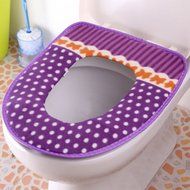 Spritech(TM) Soft Bathroom Warmer Washable Velveteen Cartoon Pattern Toilet Seat Cover Pads Color Random