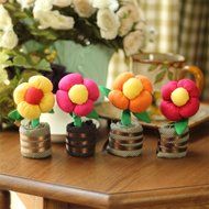 WOOD MEETS COLOR Handmade Fabric Flower Air Purifying, Bamboo Charcoal, Fragrance and Chemical Free, Non Toxic... N4
