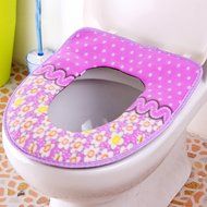 Spritech(TM) Soft Bathroom Warmer Washable Velveteen Cartoon Pattern Toilet Seat Cover Pads Color Random N2