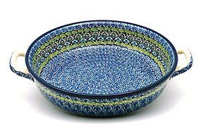 Polish Pottery Baker - Round with Handles - Large - Tranquility