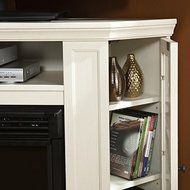 Belvedere Ivory Modern Media Console Fireplace N3