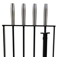 Pilgrim 5 Piece Modern Matte Black Toolset Matte Black with Brushed Steel Handles 31" H 18015 N3