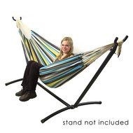 Sunnydaze Premium 100 % Natural Tightly Woven Cotton Double Brazilian Hammock and Stand Set, Ocean View, 400 Pound... N8