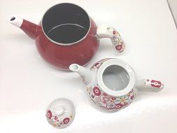 3 Pieces Tea Kettle Set-Family Size,Enamel,Stove Top, Tugra Kirmizi Inci N4
