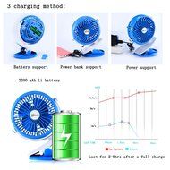 Glodeals USB Mini Clip-on Portable Fan Rechargable Li Battery 360 Degree Adjustable Air Circulator Table Fan Portable... N8