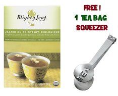 Mighty Leaf Tea , Organic Green Spring Jasmine ,(With FREE Tea Bag Squeezer) (3 Pack) N2