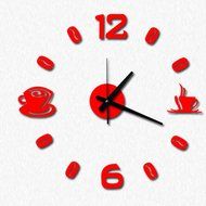 MuLuo American Style Living Room Coffee Cup DIY Wall Clock 3D Wall Stickers Watches Three colors red N5