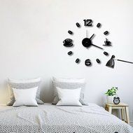 MuLuo American Style Living Room Coffee Cup DIY Wall Clock 3D Wall Stickers Watches Three colors red N6
