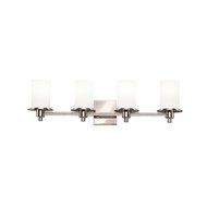 5439PN Cylinders 4LT Vanity Fixture, Polished Nickel Finish with Satin Etched Cased Opal Glass Shades by Kichler