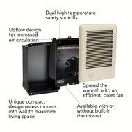 Cadet Com-Pak Twin Plus 16-1/4 in. x 12 in. 3,000-Watt 240 Volt Fan-Forced In-Wall Electric Heater Almond N2