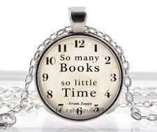 Vintage books time Cabochon Silver plated Glass Chain Pendant Necklace/n8