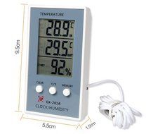 Surborder Shop Digital Lcd Thermometer Indoor/outdoor Thermometer Humidity Hygrometer with Clock N4